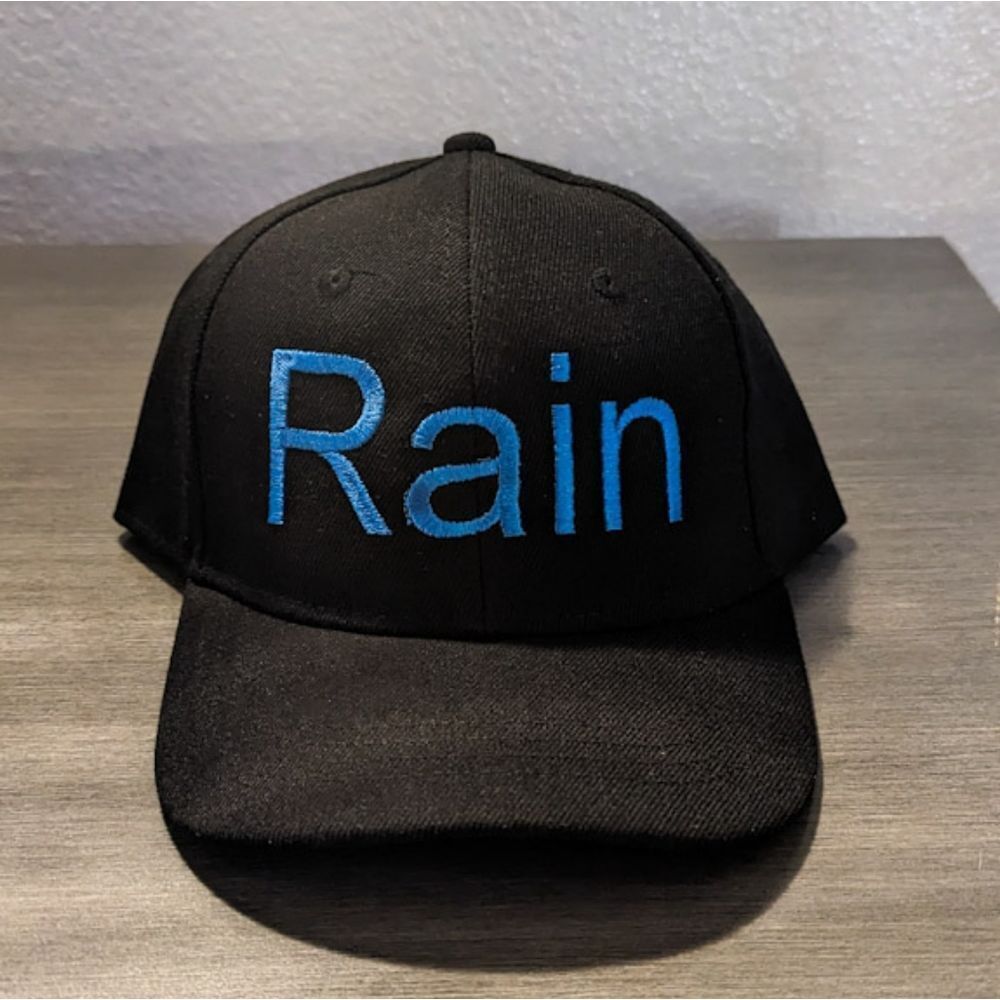Unisex Rain Embroidered Hat Black Style Fashion Cool Casual Weather Waterproof